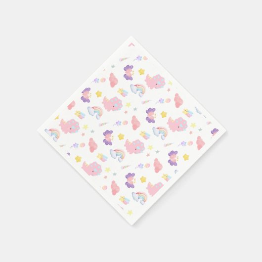 Schattige roze zoet dinosaurus regenboog pastel Pa Servet (Hoek)