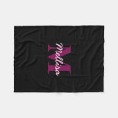 Schattige  Roze & Zwart Monogram Script Fleece Deken (Voorkant (Horizontaal))