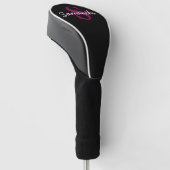 Schattige Roze & Zwart Monogram Script Golfheadcover (Schuin)