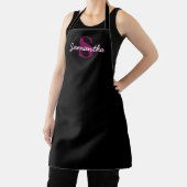 Schattige  Roze & Zwart Monogram Script Schort (Insitu)