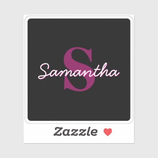 Schattige Roze & Zwart Monogram Script Sticker (Vel)