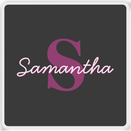 Schattige  Roze & Zwart Monogram Script Sticker (Voorkant)