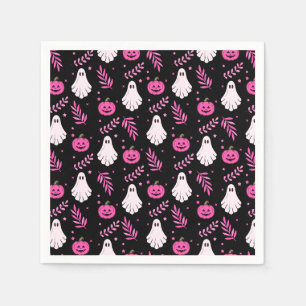 Schattige Roze Zwart Wit Halloween Party Servet
