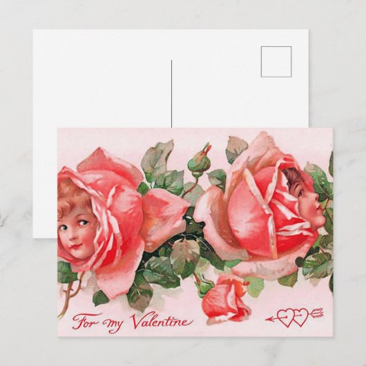 schattige  rozen kinder Valentijn Briefkaart (Voorkant / Achterkant)