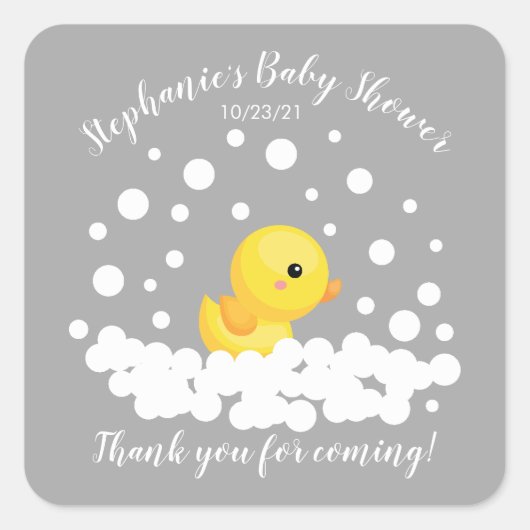 Schattige Rubber Duck Baby shower Favor Sticker (Voorkant)
