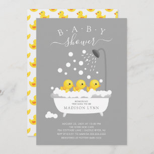 Schattige Rubber Duck Triplets Baby shower Uitnodi Kaart