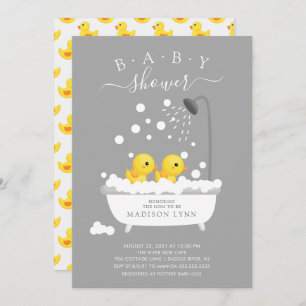 Schattige Rubber Duck Twins Baby shower Invitation Kaart