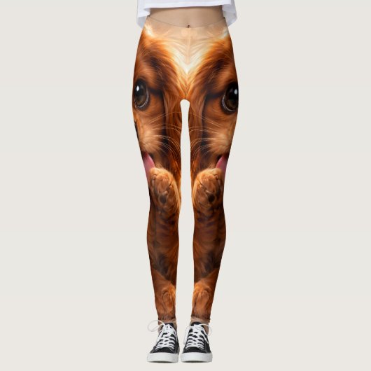 Schattige Ruby Cavalier Spaniel Leggings (Voorkant)