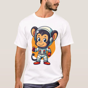Schattige Ruimteaap Cute Cartoon Astronaut Mascott T-shirt