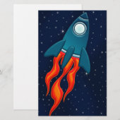 Schattige ruimteraket en ontwerp voor de buitenrui briefpapier (Voorkant / Achterkant)
