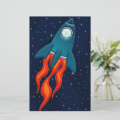 Schattige ruimteraket en ontwerp voor de buitenrui briefpapier (Staand voorkant)