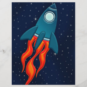 Schattige ruimteraket en ontwerp voor de buitenrui flyer