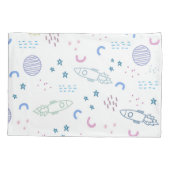 Schattige ruimteraketpatroon | Kussensloop (Achterkant-Links)