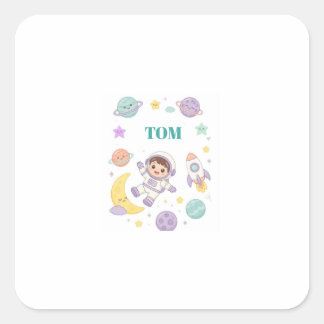 Schattige Ruimtevaarder Ruimte Avontuur voor Kinde Vierkante Sticker