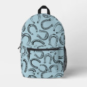 Schattige ruitersport zwart Hoefijzer patroon Bedrukte Rugzak (Voorkant)