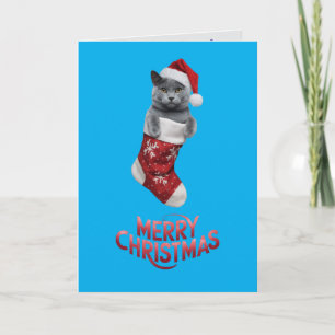 Schattige Russische Blauwe Katten Kerst Kaart