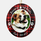 Schattige Rustic Dog Pet Memorial - Aangepaste fot Keramisch Ornament (Links)