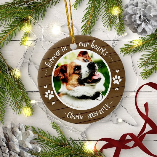 Schattige Rustic Dog Pet Memorial - Aangepaste fot Keramisch Ornament