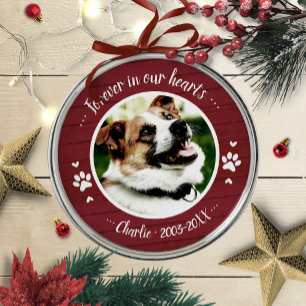 Schattige Rustic Dog Pet Memorial - Aangepaste fot Metalen Ornament