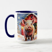 Schattige rustiek kerstvarken en -schuur mok (Links)