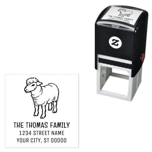 Schattige rustiek lamsschaap ooien naam retouradre zelfinktende stempel (In situ)