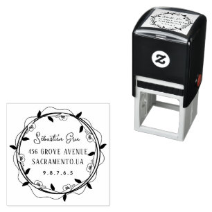 Schattige rustiek laurierblad rond zelfinktende stempel