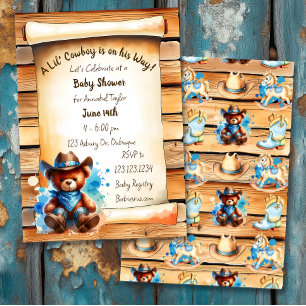 Schattige Rustieke Cowboy Teddybeer Jongens Baby S Kaart