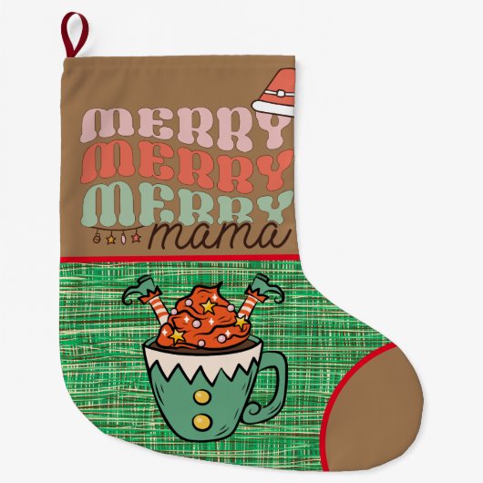 Schattige Rustieke grappige Elf Merry Christmas Gr Grote Kerstsok (Voorkant)