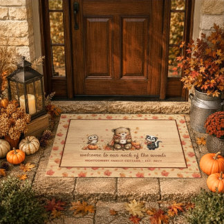 Schattige Rustieke Herfst Bosdieren Gepersonalisee Deurmat