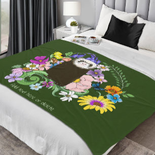 Schattige Sable Fret Woestijnbloemen Groen Woud Fleece Deken