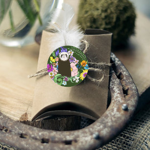 Schattige Sable Fret Woestijnbloemen Groen Woud Ronde Sticker