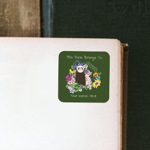 Schattige Sable Fret Woestijnbloemen Groen Woud Vierkante Sticker