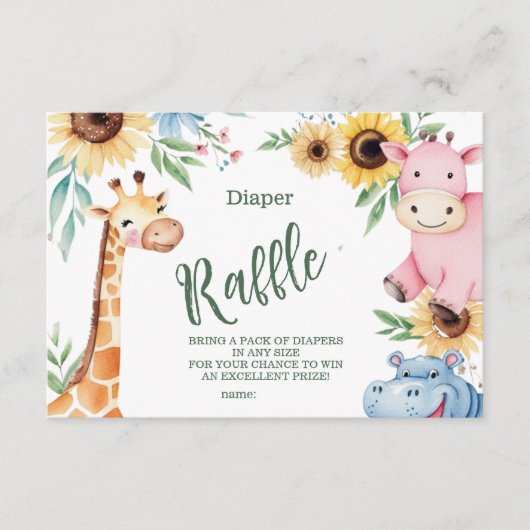 Schattige Safari Animal Greenery Baby shower Informatiekaartje (Voorkant)