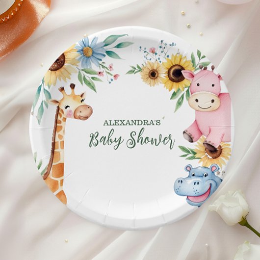 Schattige Safari Animal Greenery Baby shower Papieren Bordje