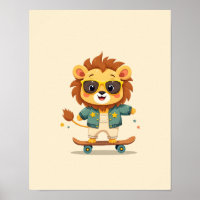 Schattige Safari Baby Leeuw – Whimsische Muurdecor