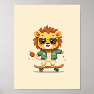 Schattige Safari Baby Leeuw – Whimsische Muurdecor Poster