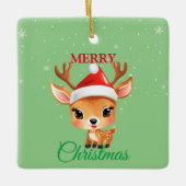 Schattige Safari Dier Rendier Santa Kerstmis Costu Keramisch Ornament (Voorkant)