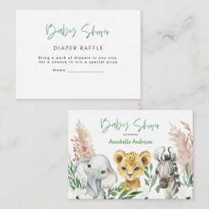 schattige safari dieren baby shower luienhandel notitiekaartje