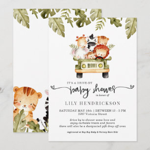 Schattige Safari Dieren Drive-By Baby Shower