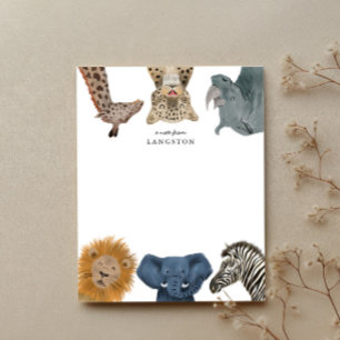 Schattige safari dieren voor kinderen notitiekaartje