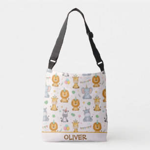 Schattige Safari-feestdieren Jungle-verjaardag Crossbody Tas