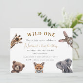 Schattige Safari Forest Animals Verjaardag Kaart (Staand voorkant)