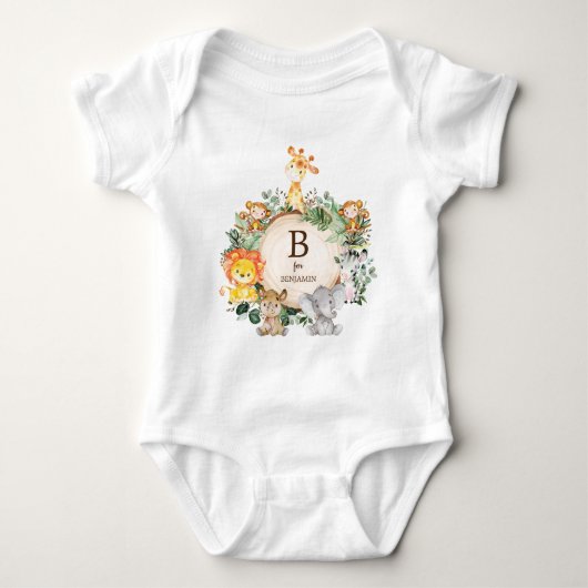 Schattige Safari Oerwoud Wilde Dieren Custom Monog Romper (Voorkant)