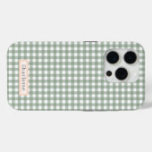Schattige Sage Green Plaid Gepersonaliseerd Case-Mate iPhone Case (Achterkant (horizontaal))