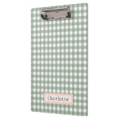 Schattige Sage Green Plaid Gepersonaliseerd Klembord (Links)