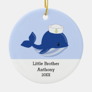 Schattige Sailor Baby Whale Little Brother Keramisch Ornament