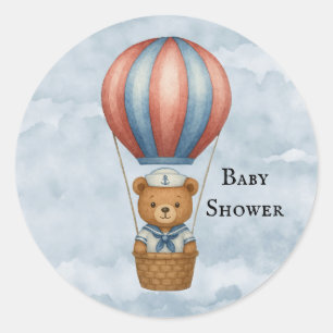 Schattige Sailor Beer Hete Luchtballon Boy Baby sh Ronde Sticker