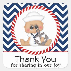 Schattige Sailor Boy Nautisch Baby shower Vierkante Sticker