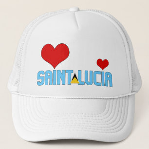 Schattige Saint Lucia Vlaggenharten Patriottisch Trucker Pet