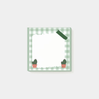 Schattige saliegroene cactus geruite blanco notiti post-it® notes